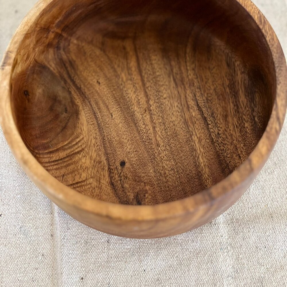 Vintage Hand Crafted Wood Mahagony Salad or Decorative Bowl - Picture 3 of 10